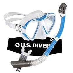 Us Divers Magellan Lx Dry Snorkeling Set Blue white Compatible With Gopro