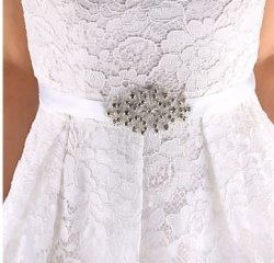 Wedding Dress Sash Belt - Beautiful Rhinestone Beading Applique On White Satin Ribbon