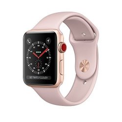 Apple Watch Series 3 38MM Smartwatch Gps + Cellular Rose Gold Aluminum Case Pink Sand Sport Band Renewed