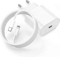 Fast Charger 20W Pd For Iphone With Usb-c To Lightning 1METER Cable - White