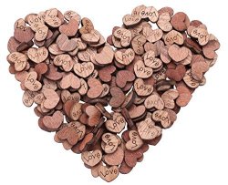 I-MART Rustic Wooden Love Heart Wedding Table Scatter Decoration Crafts Table Confetti For Wedding Party Pack Of 200