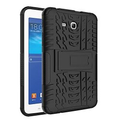 Alloet For Samsung Galaxy TAB3 Lite T110 T116 Dazzle Grain 2 IN1 Protection Shell Black