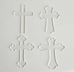 20PCS Blank Clear Acrylic Cross Keychains Clear Plexiglass Laser