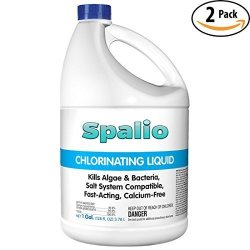 Spalio Universal Non-clouding Liquid Chlorine 10% 2 Gallons. Easy On The Eyes Pro-grade Calcium-free Chloride Shock Treatment Wont Cloud. Chlorinating Fluid Works In All Swimming Pools & Spas