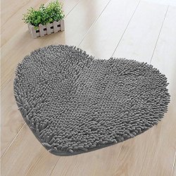 Hughapy Super Soft Lovely Heart Love Shaped Area Rug Anti-skid Chenille Door Mat Christmas Carpet For Home Bedroom 50CM60CM With 10 Colors Grey