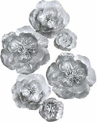 Letjolt Artificial Silver Paper Flower Decorations For Wall Thanksgiving Backdrop Wedding Ornaments Baby Shower Bridal Shower Nursery Wall Decor Silver Set 6