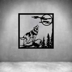 Wolf Howling At Moon - Grey L 1000 X H 1000MM