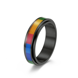 Rainbow Spinner Ring Black - 9 Us