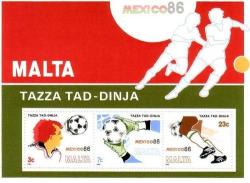 Malta 1986 Football Soccer Mexico Mnh Bl. Stamps