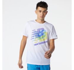 New Balance Men's Tenacity Heathertech T-Shirt - White blue teal - Sm
