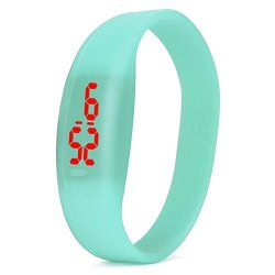 Bcdshop Digital LED Sports Watch Fashion Silicone Band Wrist Watches Men Women Gift Mint Green Silicone