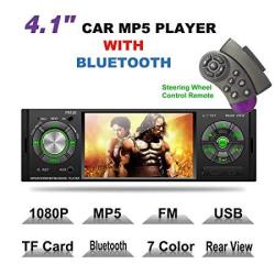 Lslya 4.1INCH HD Single Din Bluetooth Car Stereo Audio Radio Fm Receiver 1080P Video Player MP3 USB SD TF AUX FM