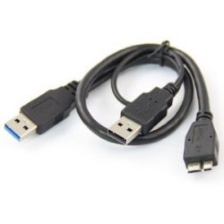 2X USB A Male To USB 3 Micro Male Cable 30CM Long