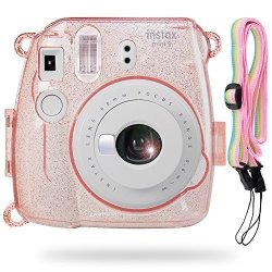 Katia Camera Case Bag For Fujifilm Instax MINI 9 Instant Camera Also For Fujifilm Instax MINI 8 Instant Film Camera With Strap - Shining Pink