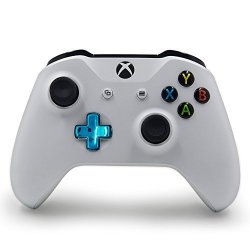 White Wireless Controller Compatible Xbox One xbox One S Console - Features 3.5MM Headset Jack - Custom Chrome Blue Direction Button