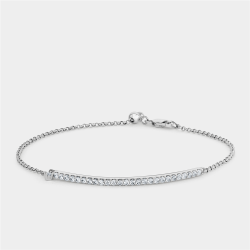 Chet Sterling Silver Cubic Zirconia Womens Bar Bracelet