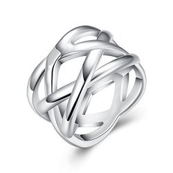 Zhiwen Ladies Fashion Jewelery 925 Sterling Silver Fashion Double "x" Criss Cross Eternity Ring Us Code 9
