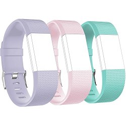 Replacement Redtaro Elastomer Wristband For Fitbit Charge 2 Small 5.9-8.6 -inches 001 - Light Lavendar Blush Pink And Teal