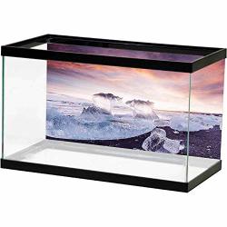 Bybyhome HD Aquarium Background Ice On The Black Volcanic Sand Beach In Iceland Pvc Self-adhesive Decor Wall
