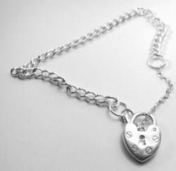Sturdy 5MM Heart Locket Charm Bracelet In Sterling Silver ID2201