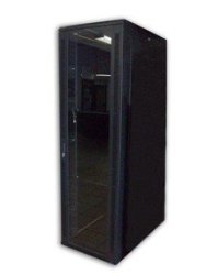 RM-CAB-27U1000 - 27U 19" Assembled Rack, 1000mm Deep, Black, Vented Clear Glass Door with Lock, 4 220V Fans, 2Shelves