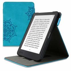 Kwmobile Cover For Kobo Clara HD - Pu Leather E-reader Case With Built-in Hand Strap And Stand - Flower Twins Dark Blue