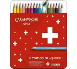 Swisscolor Metal Box-swiss Flag 18 Assorted Colours Caran Dache