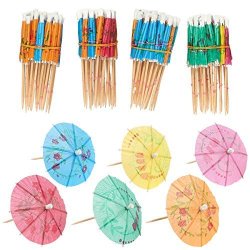 Juvale 200-PACK Tropical Hawaiian Party Paper Cocktail Drink Umbrella Parasols Assorted Colors 4 Inches