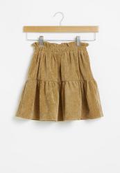 Younger Girls Paperbag Detail Tiered Skirt - Tan