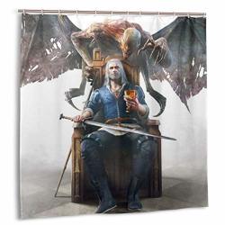 Heavenly Battlec Game The Witcher 3 Shower Curtain Liner Waterproof Polyester Fabric Bathroom Shower Curtain Fabric Shower Curtain 12 Hooks 72 X 72 Inches