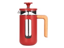 Pisa 3-CUP Cafetiere With Birch Wood Handle 350ML Red