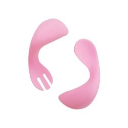 4AKID Curved Toddler Spoon & Fork - Pink