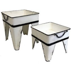 Ghd Set Of Two Farmhouse Vintage Style Enamel Plant Stands Or Tubs