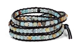 3 Wrap Boho Bracelet 6MM Beads Natural Stone Amazonite For Women| Spunkysoul Collection