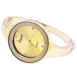 Crystal Gold Quartz Women Bangle Bracelet Wrist Watch A Stunning Open Bangle Style Wrist Watch For Ladies