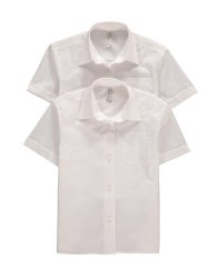 Short Sleeve White School Blouses 2 Pack