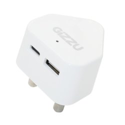 GIZZU Wall Charger Type C 20W USB Sa 3 Prong - White