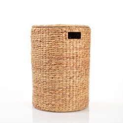 Round Hyacinth Laundry Basket With Lid - Large - 30.7 W X50 H Cm