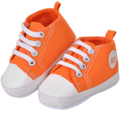 Baby Boy Girl Soft Bottom Cotton Fabric Sneackers Shoes - Orange