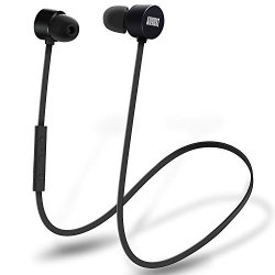 Bluetooth Sports In Ear Headphones - August EP616 Sweatproof Wireless Bluetooth Earphones Magnet Earbuds Headset With MIC And Volume Control- Black