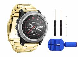 Digit.tail 26MM Stainless Steel Band Universal Replacement Watch Strap With Accessories For Garmin Fenix 2 Fenix 3 Hr fenix 3 Sapphire Fenix 5X Smartwatch Gold