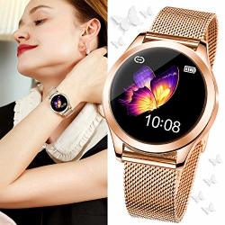 Rose Gold Smartdaily Smart Watch For Women Color Touch Screen Ladies Smartwatch Waterproof IP68 Women Fitness Tracker With Heart Rate Pedometer Calories For Aandroid iphone