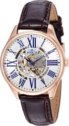 INVICTA Women's Vintage Stainless Steel Watch With Leather Calfskin Strap 23660
