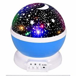 Baby Night Lights For Kids Starry Night Light Rotating Moon Stars Projector 9 Color Options Romantic Night Lighting Lamp USB Cable batteries Powered For Nursery