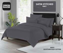 Simon Baker - 300TC 100% Egyptian Cotton Fitted Sheet Standard Grey Various Sizes - King Xd 183CM X 190CM X 40CM Grey