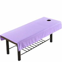 80CMX190CM Waterproof Oilproof Bed Sheets Spa Massage Treatment Soft Bed Table Cover Solid Color With Hole For Beauty Salon Hotel Purple