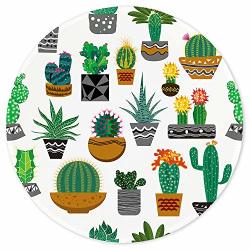 Itnrsiiet Mouse Pad Cute Cactus With White Design Round Mousepad. Customized Gaming Mousepads For Laptop And Computer. Cute Design Desk Accessories. Non-slip Stitched Edges Waterproof