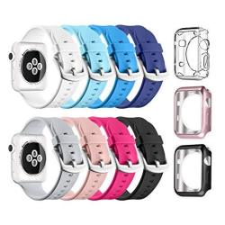 Apple Watch Sport Band 38MM Umtele Soft Silicone Replacement Iwatch Bands Sport Strap With Buckle Clasp For Apple Watch Sport Series 2 Series 1 8 Pack