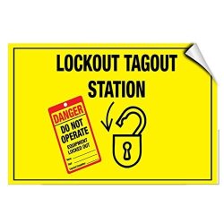 Allstick Shopforallyou Stickers & Decals 10" X 14" Lockout Tagout Station Hazard Hazard Labels Label Decal Sticker