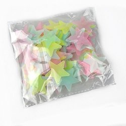 YJZR 100PCS Stars Glow In The Dark Star Stickers Wall Decal Kids Baby Bedroom Home